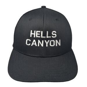 Hells Canyon Snapback Trucker Hat Black One Size Adjustable Mesh Back Ivory